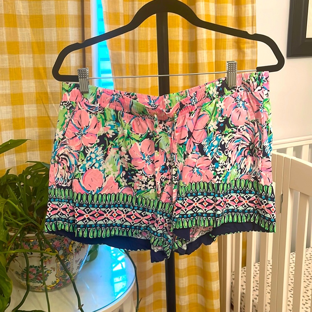 Lilly Pulitzer Elastic Shorts with Drawstring Women Size Large L